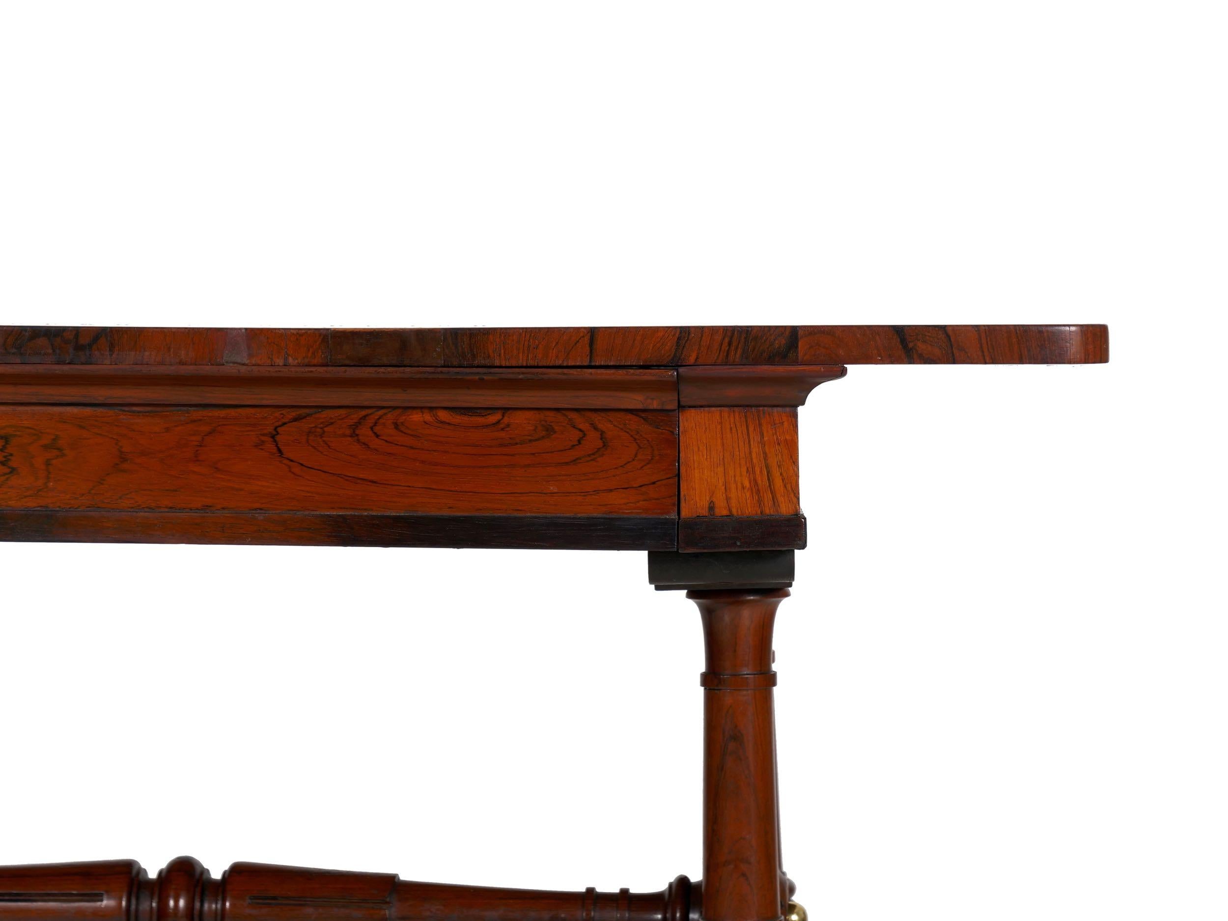 English Antique Regency Rosewood Leather-Top Writing Accent Table, circa 1835 1