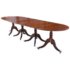 English Antique Regency Style Mahogany Pedestal Dining Table