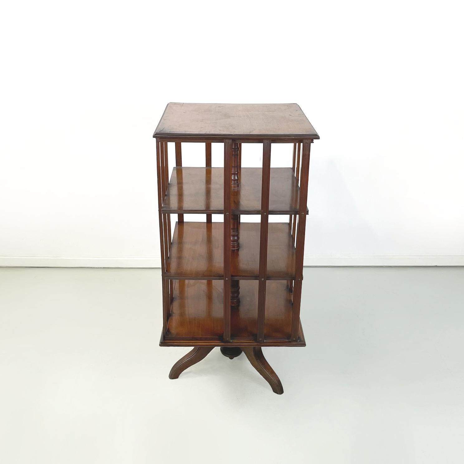 Art Deco English antique Revolving bookcase in solid wood, 1920s For Sale