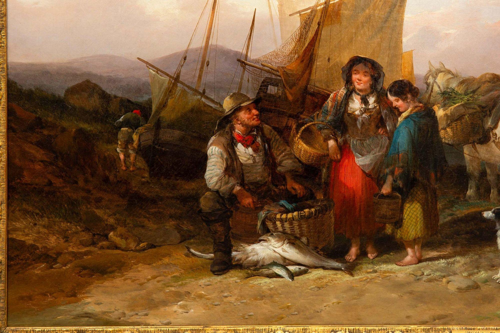 XIXe siècle Paysage marin antique anglais de la 