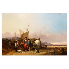 Paesaggio marino antico inglese della "Costa del Sussex" (1854) di William Shayer, Sr.