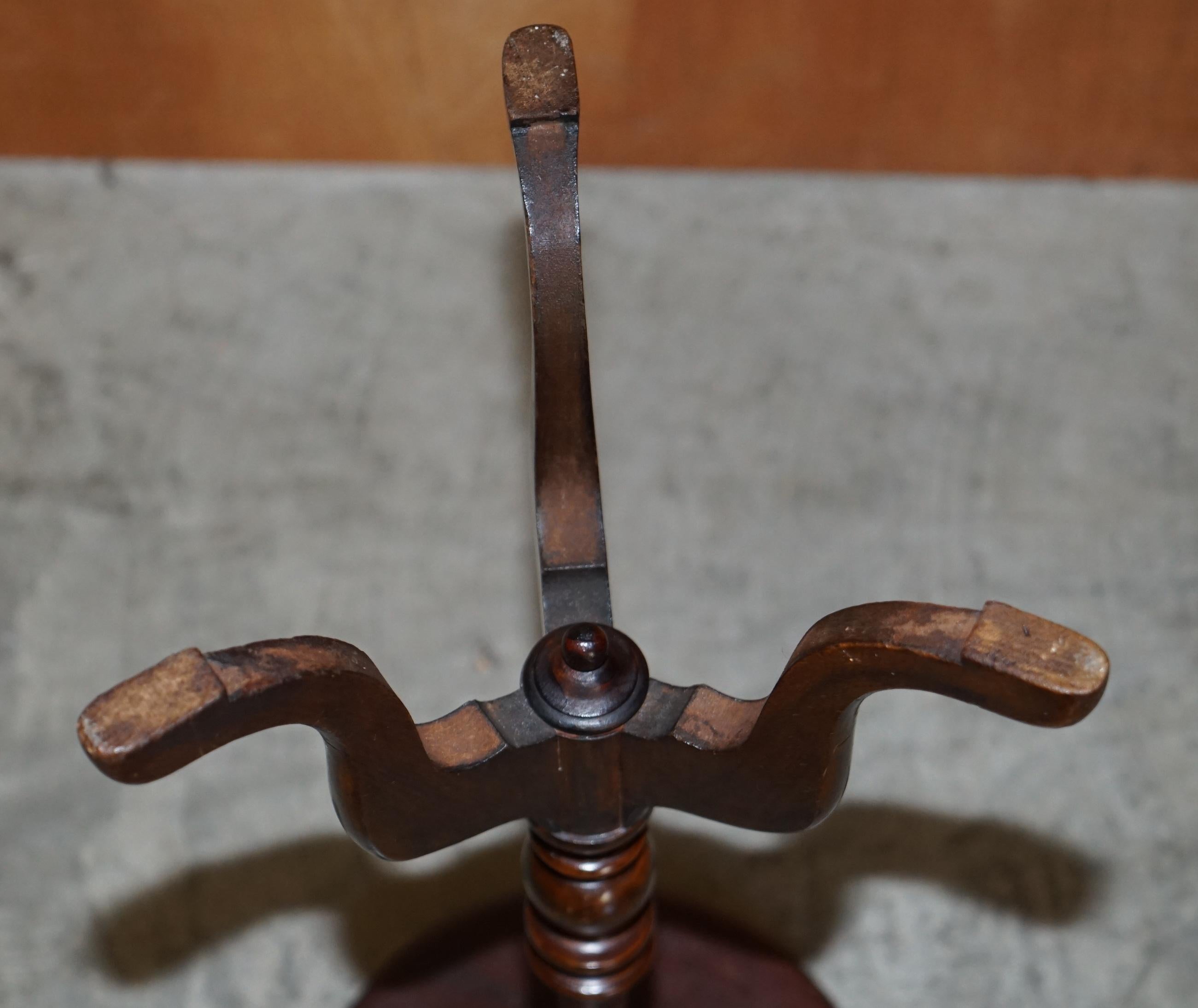English Antique Sheraton Revival Hardwood Tripod Side End Lamp Wine Table 5