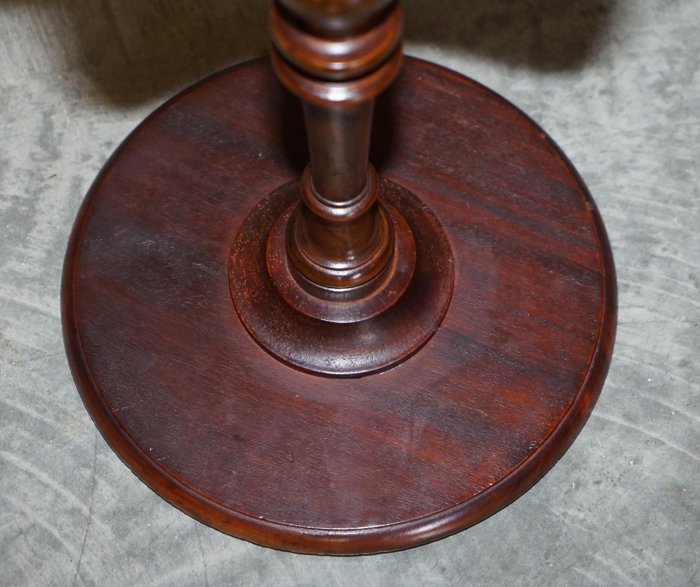 English Antique Sheraton Revival Hardwood Tripod Side End Lamp Wine Table 6