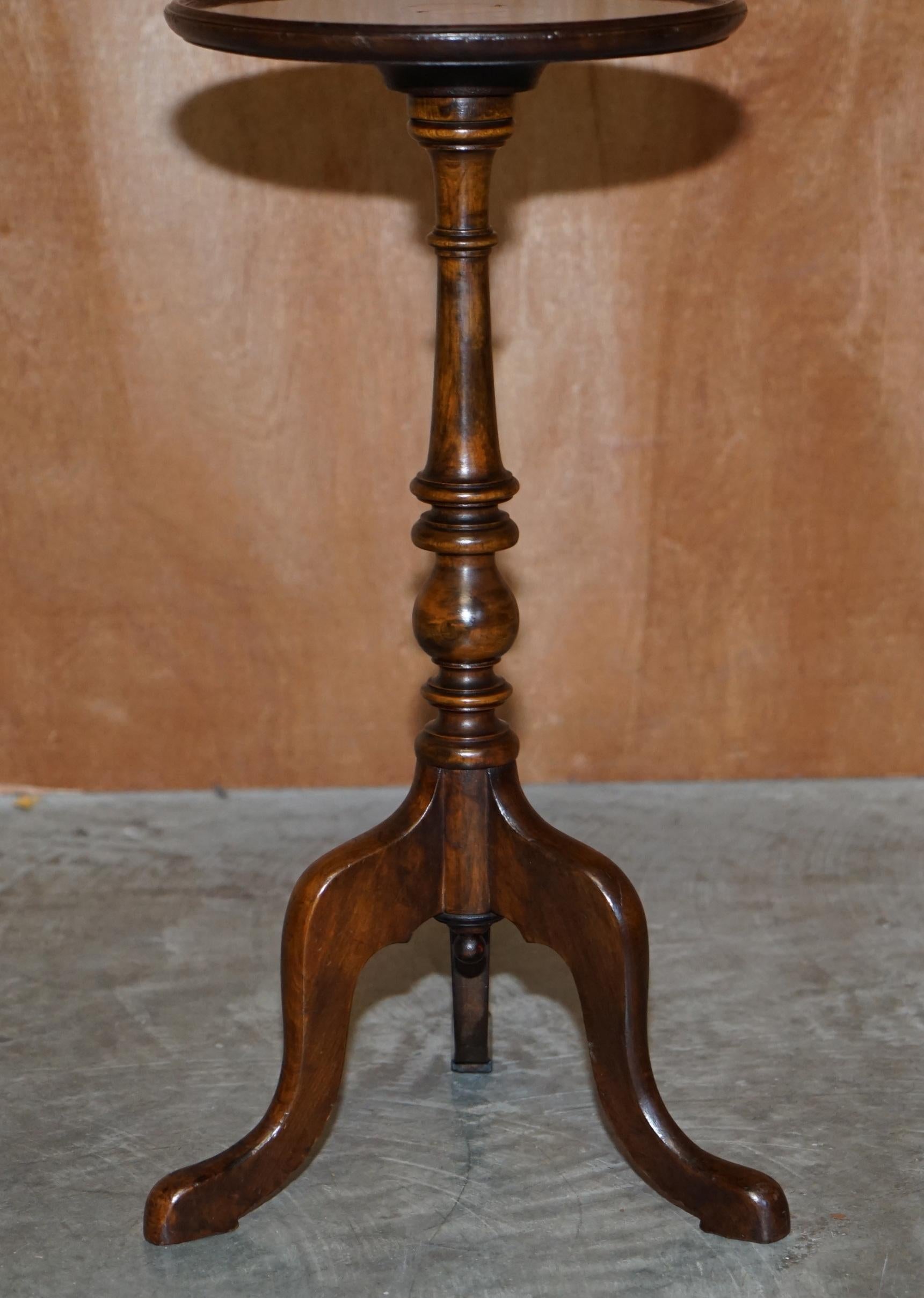 English Antique Sheraton Revival Hardwood Tripod Side End Lamp Wine Table 1