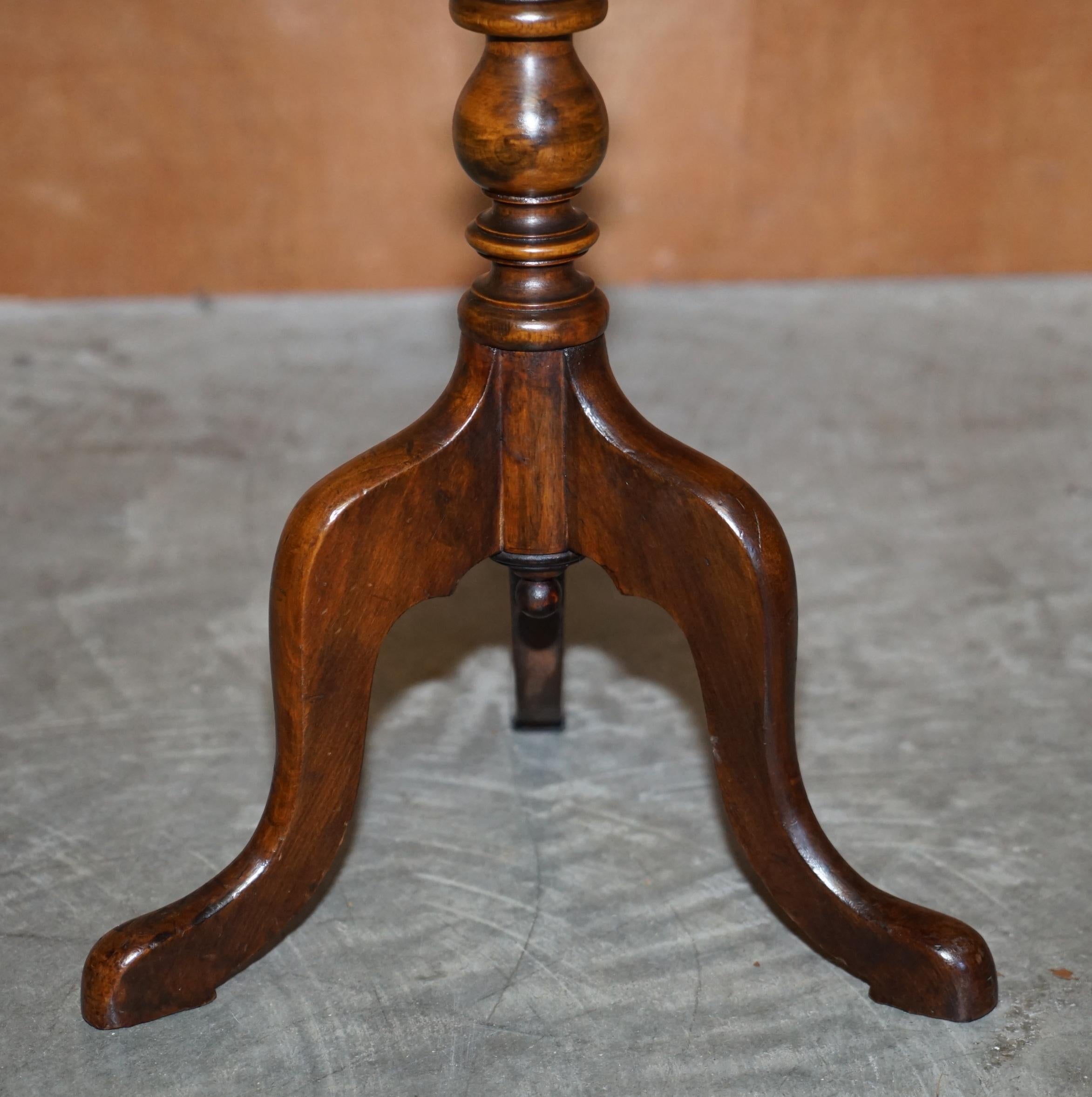 English Antique Sheraton Revival Hardwood Tripod Side End Lamp Wine Table 2