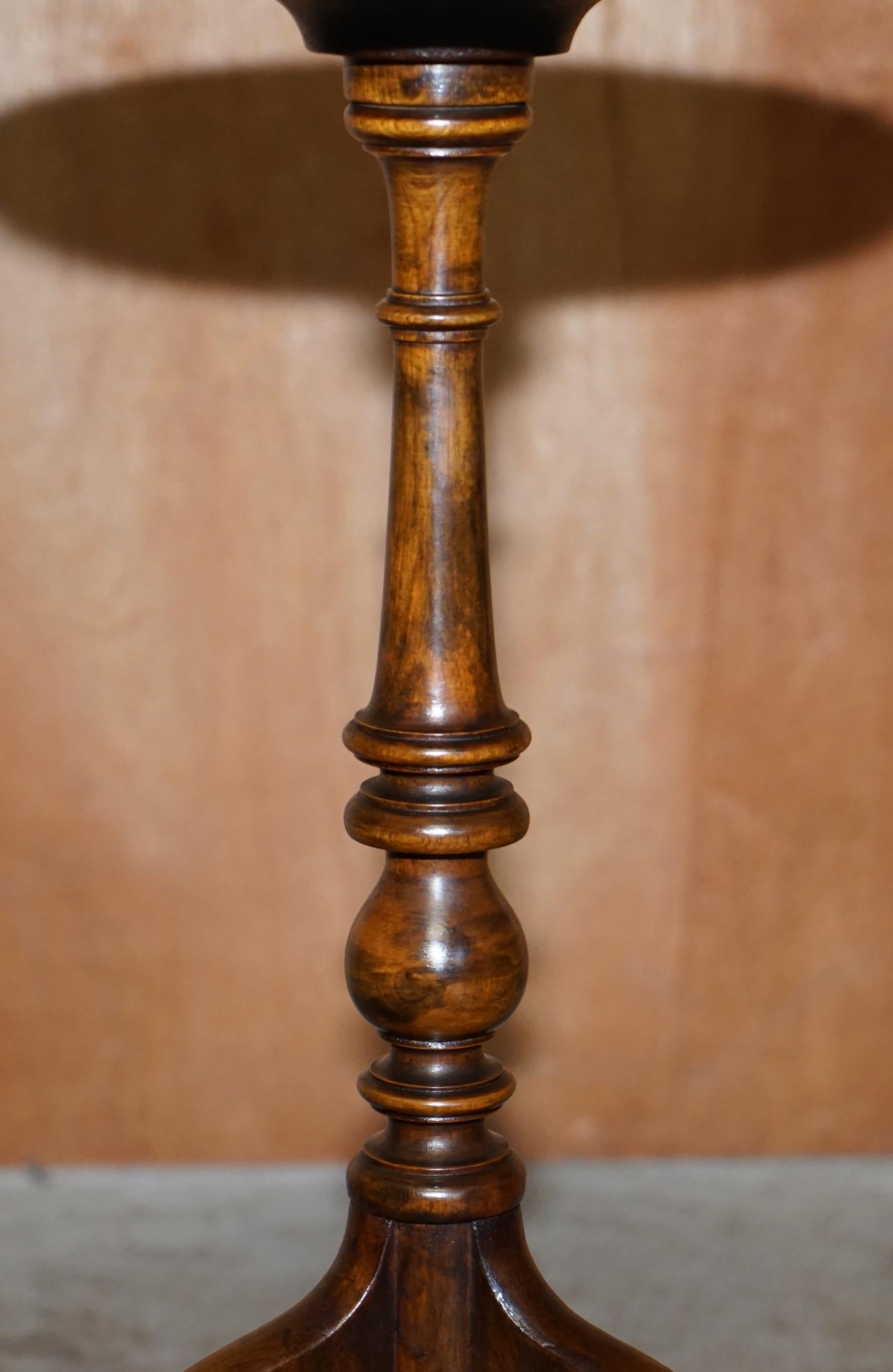 English Antique Sheraton Revival Hardwood Tripod Side End Lamp Wine Table 3