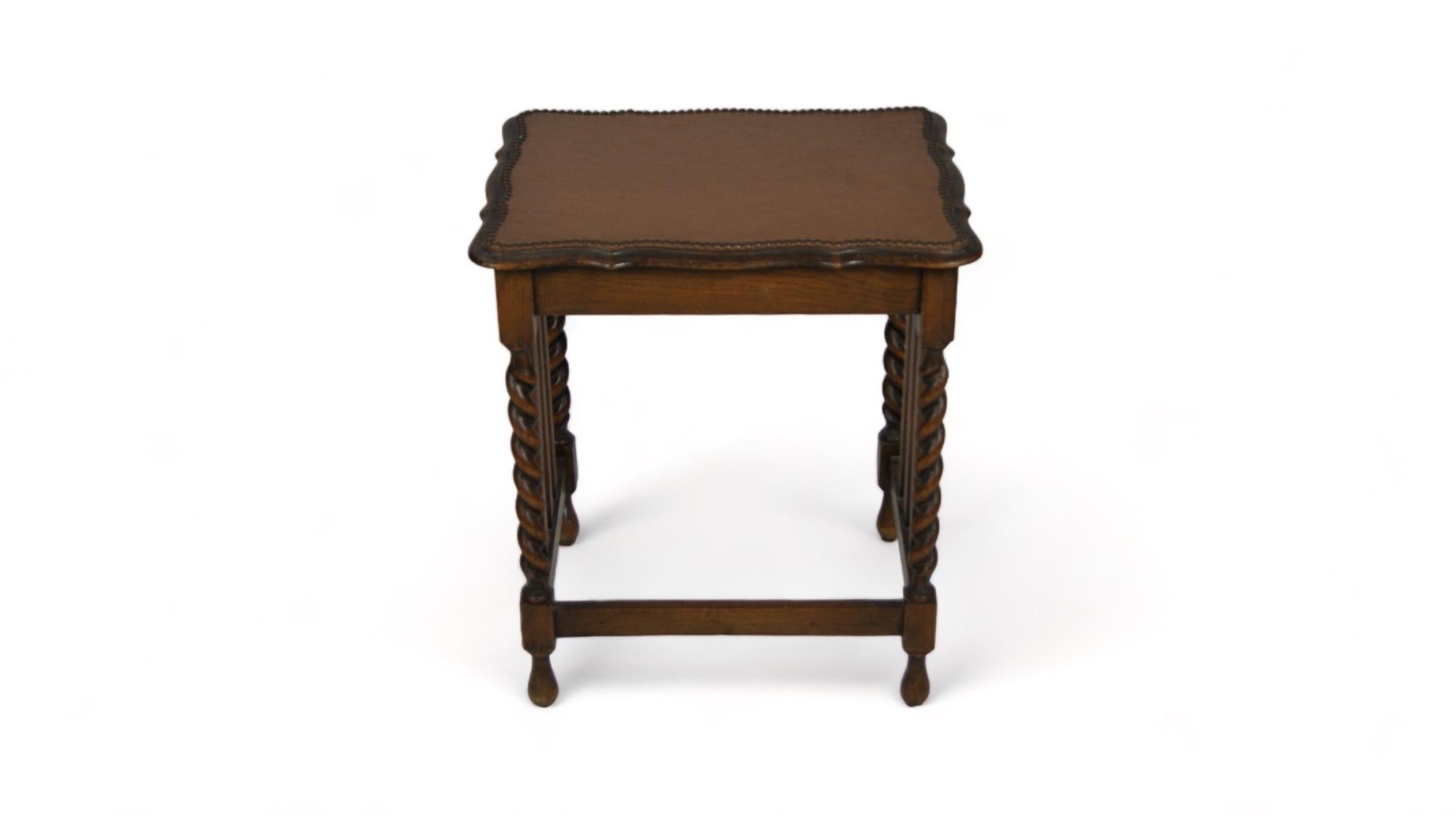 Edwardian English antique side table with twisted legs For Sale