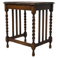 English antique side table with twisted legs