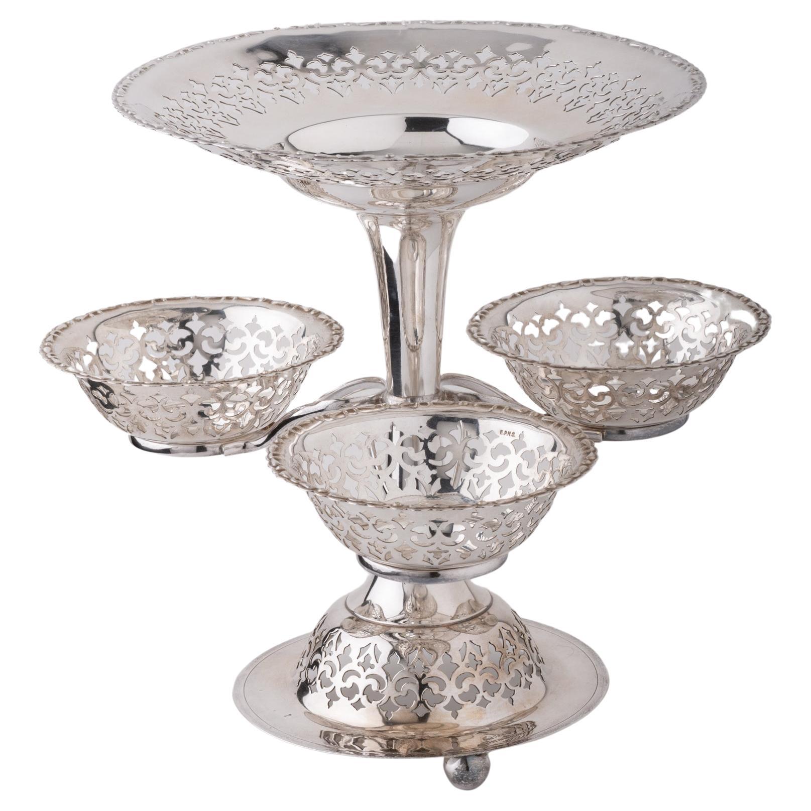 English Antique Silver Plate Epergne 