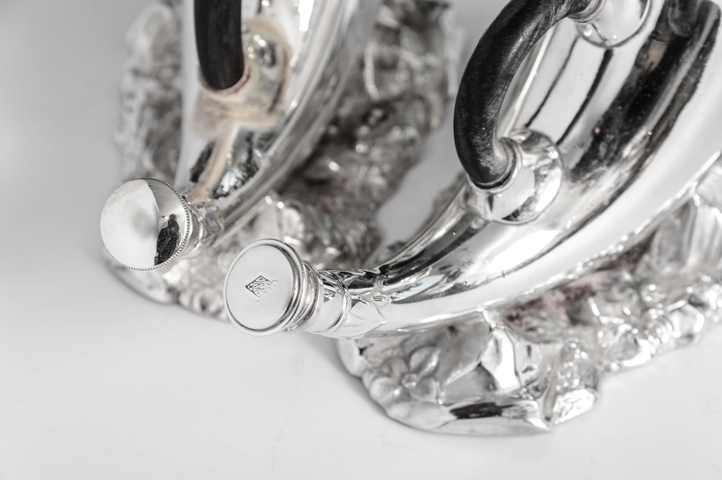English Antique Silver Plate Horn & Stag Spoon Warmers, A-Pair 8