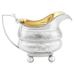 English Antique Sterling Silver Cream Jug