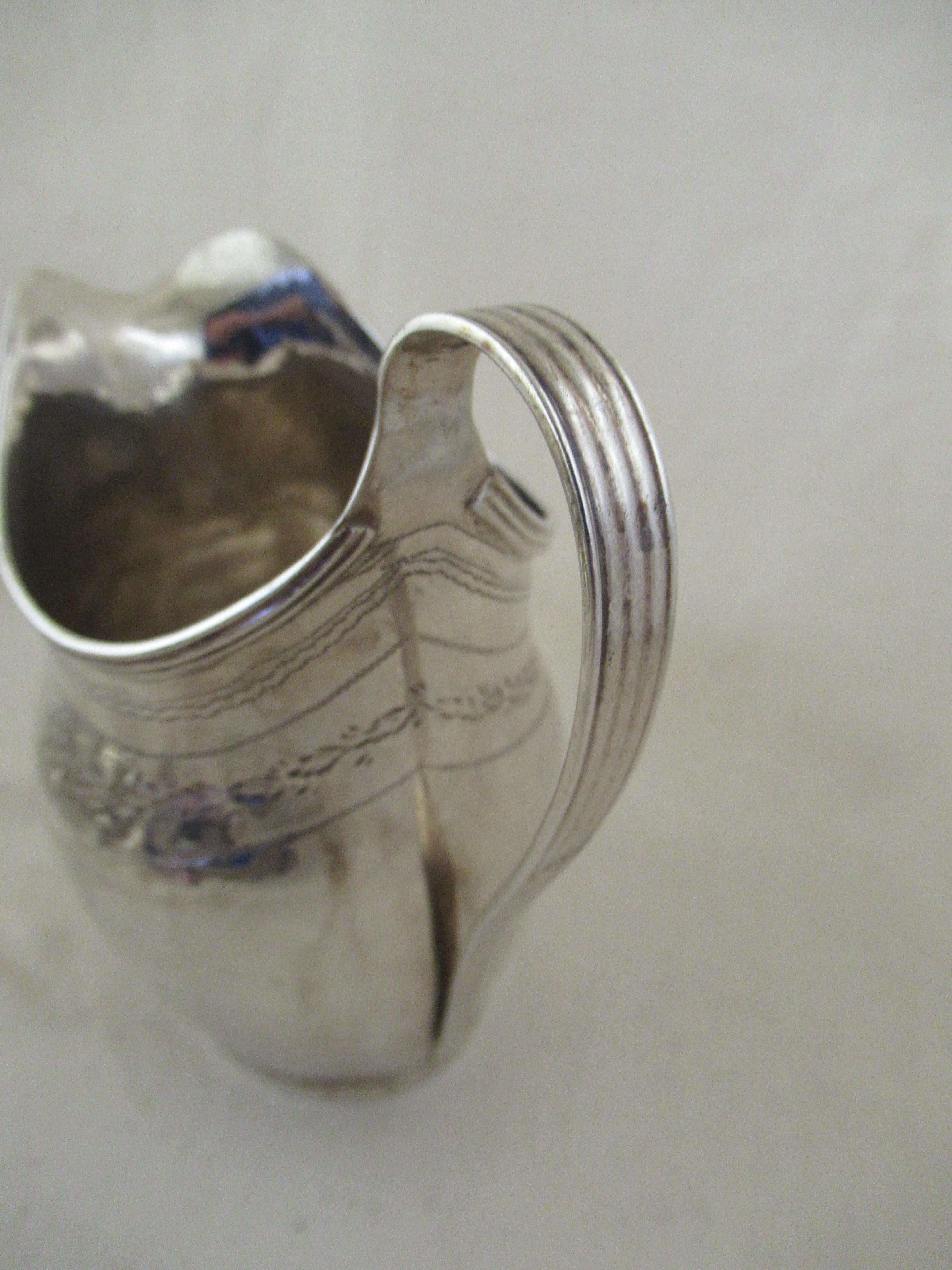 Georgian English Antique Sterling Silver  HELMET SHAPE CREAM JUG  Hallmarked:-LONDON 1800 For Sale