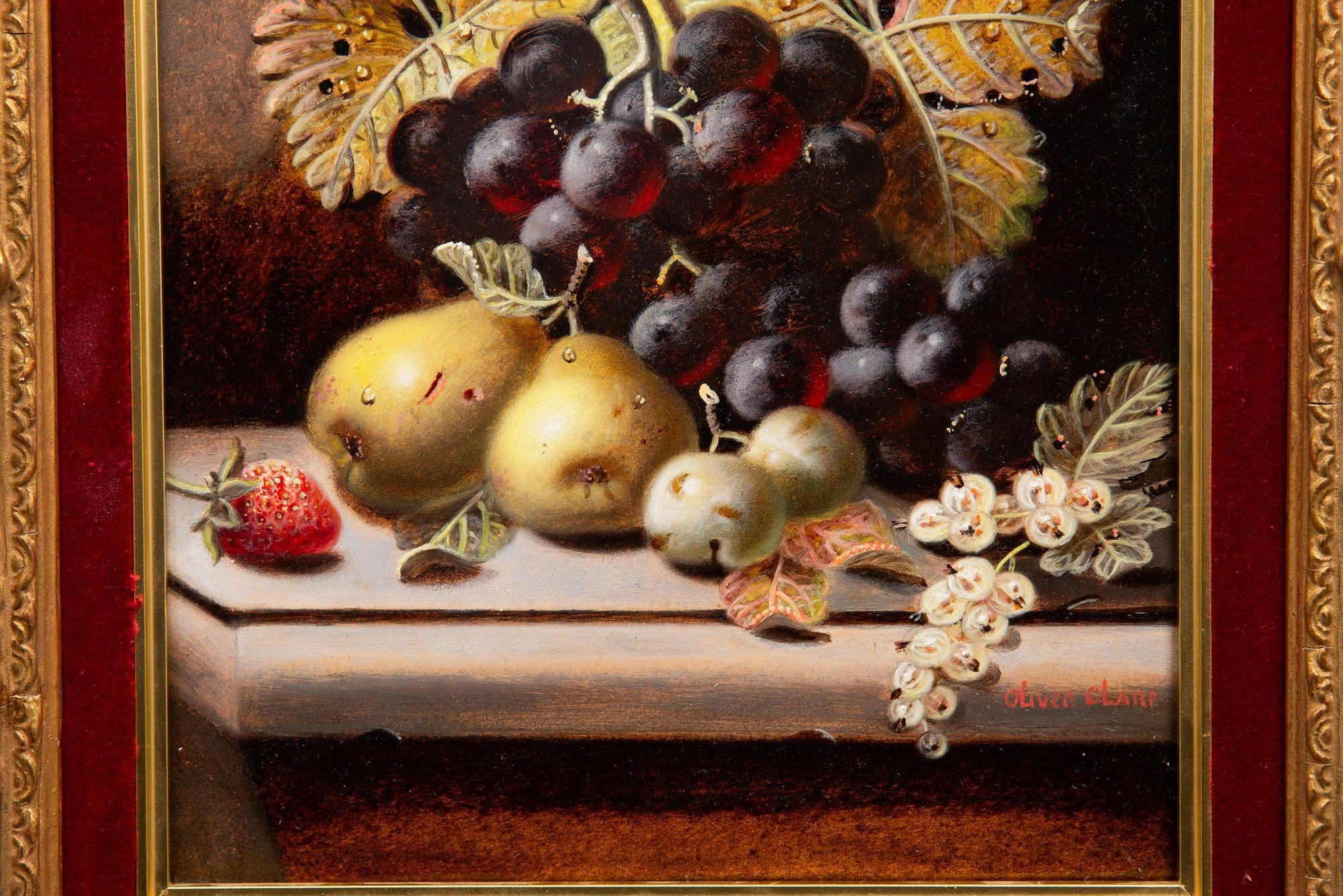 Hand-Painted English Antique Still-Life Painting of Fruit by Oliver Clare