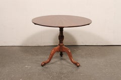 English Antique Tilt-Top Pedestal Table w/Ball and Claw Feet on Petite Casters