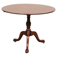English Antique Tilt-Top Pedestal Table w/Ball and Claw Feet on Petite Casters