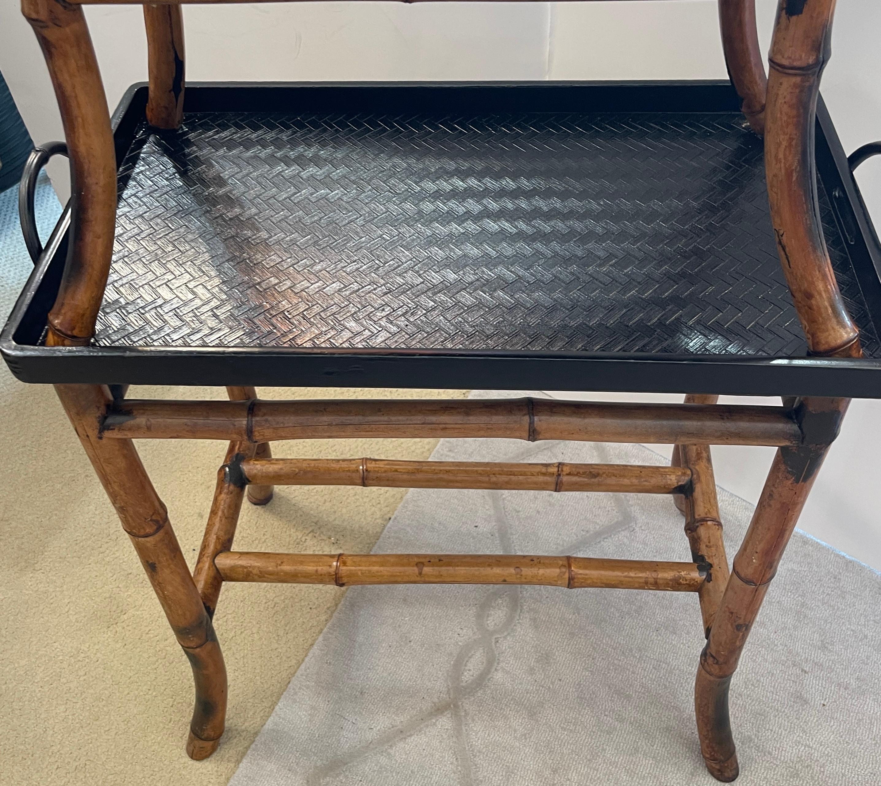 English Antique Two Tiered Burnt Bamboo Dessert Table/Serving Table, 19th C For Sale 6
