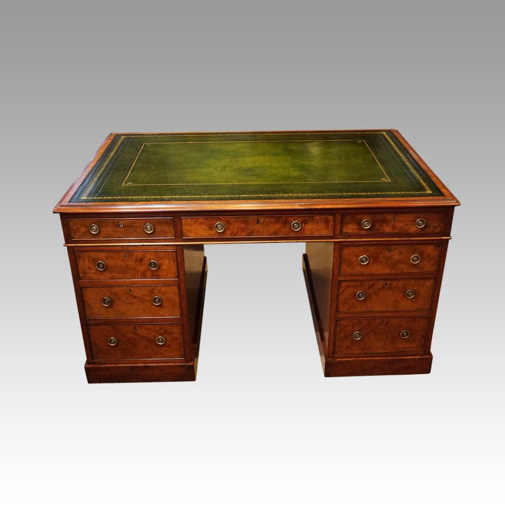 English Antique Victorian Mahogany Partners Desk, circa 1840 14