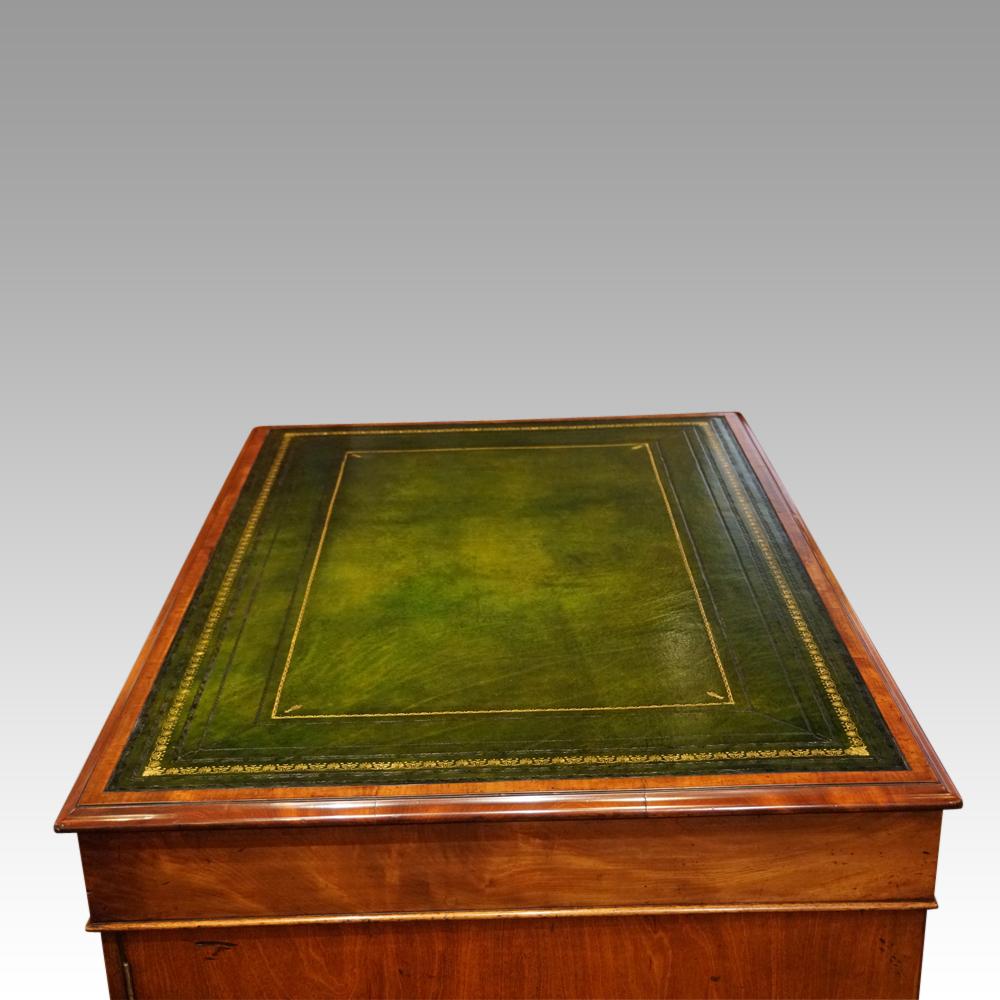 English Antique Victorian Mahogany Partners Desk, circa 1840 16