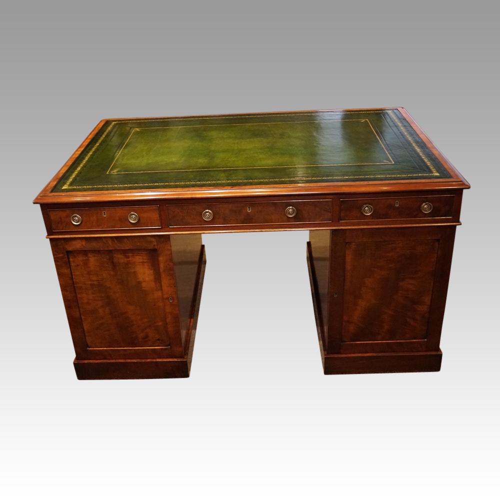 English Antique Victorian Mahogany Partners Desk, circa 1840 19