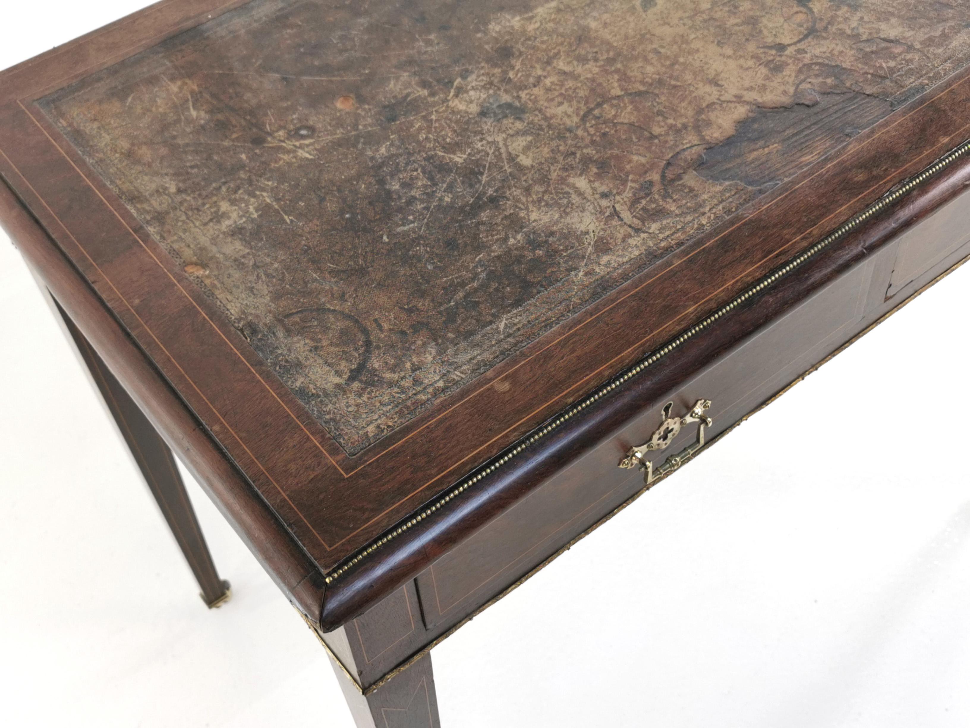 English Antique Victorian Mahogany Writing Desk on Castors 2