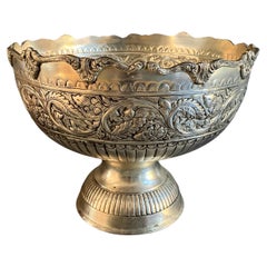 English Antique Victorian Silver Large Punch Bowl / Champagne Cooler