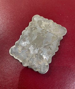 English Antique Vintage Engraved Sterling Silver Business or Calling Card Case