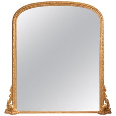 English Antique Water Gilded Overmantle Mirror
