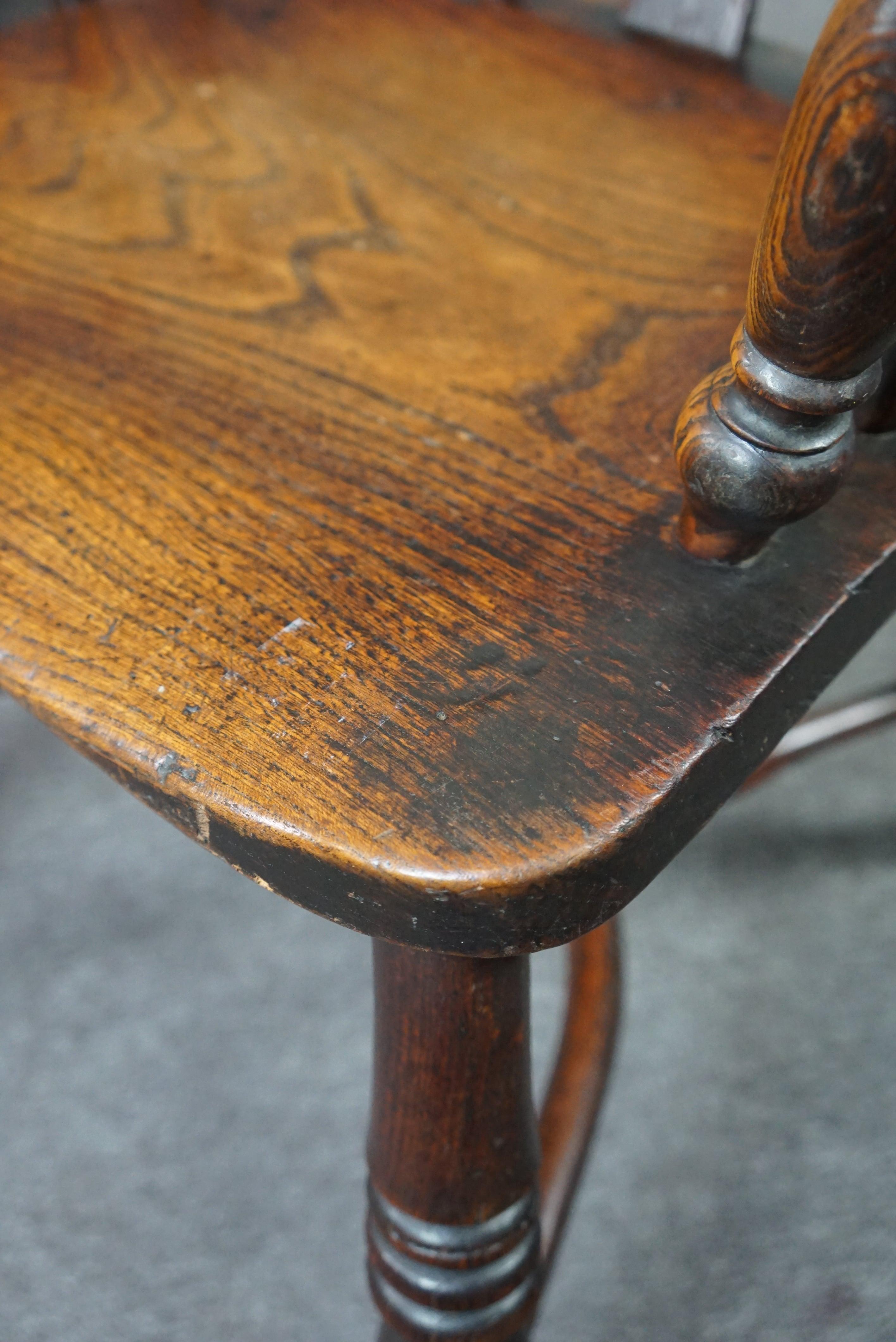 Fauteuil/chaise Windsor anglais ancien, dossier haut, XVIIIe siècle en vente 5