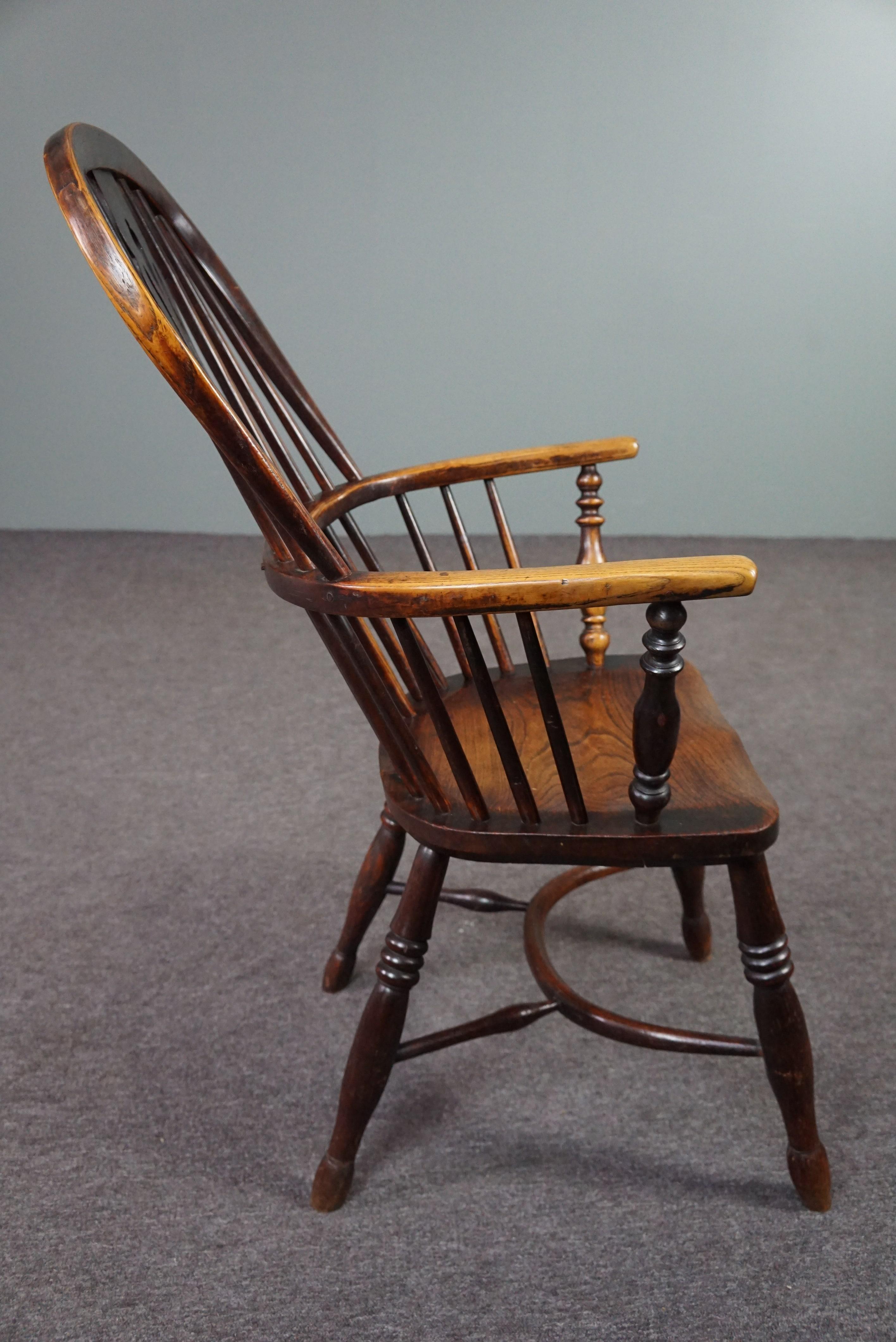 Fauteuil/chaise Windsor anglais ancien, dossier haut, XVIIIe siècle Bon état - En vente à Harderwijk, NL