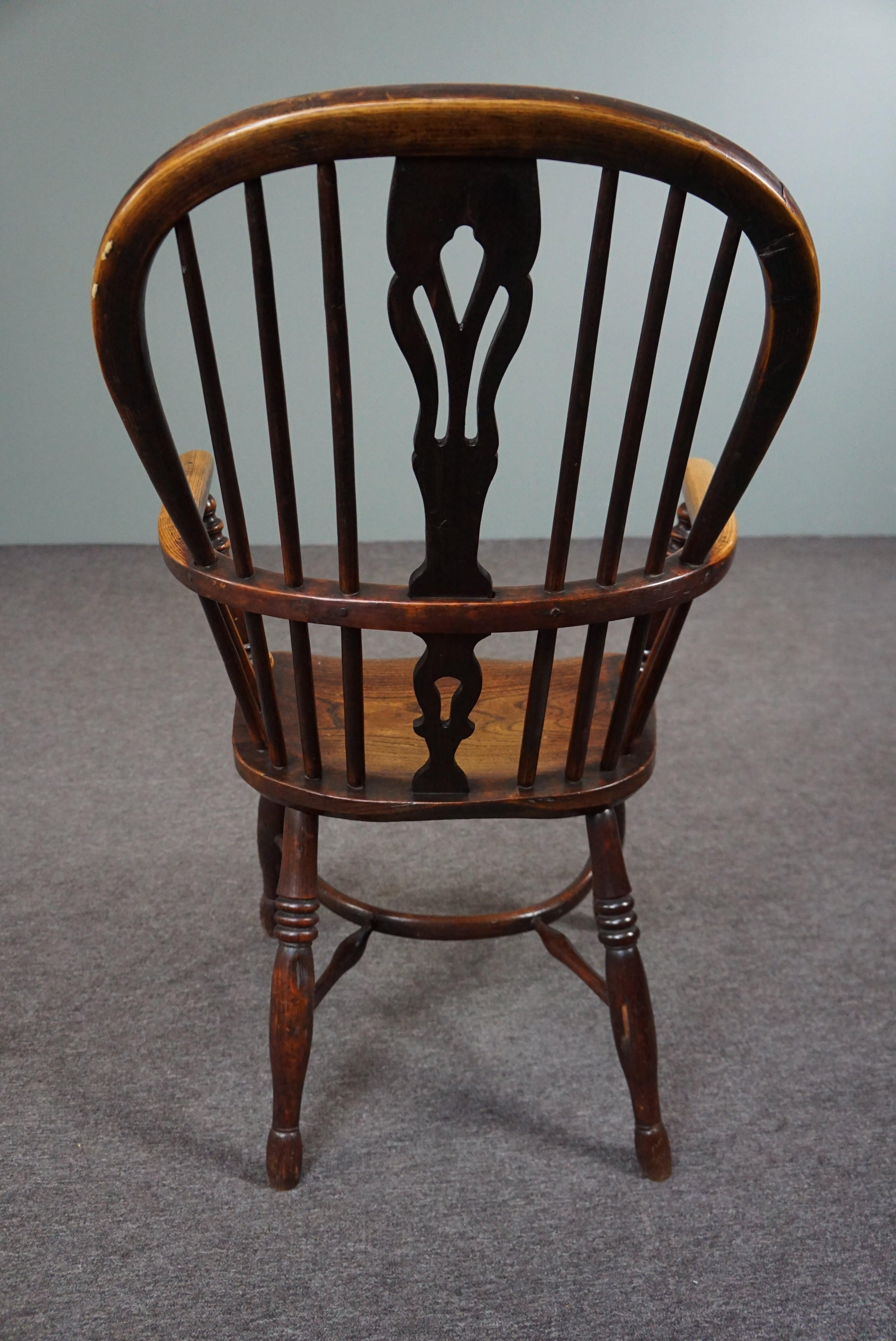 Wood English antique Windsor armchair/chair, High Back, 18th century For Sale
