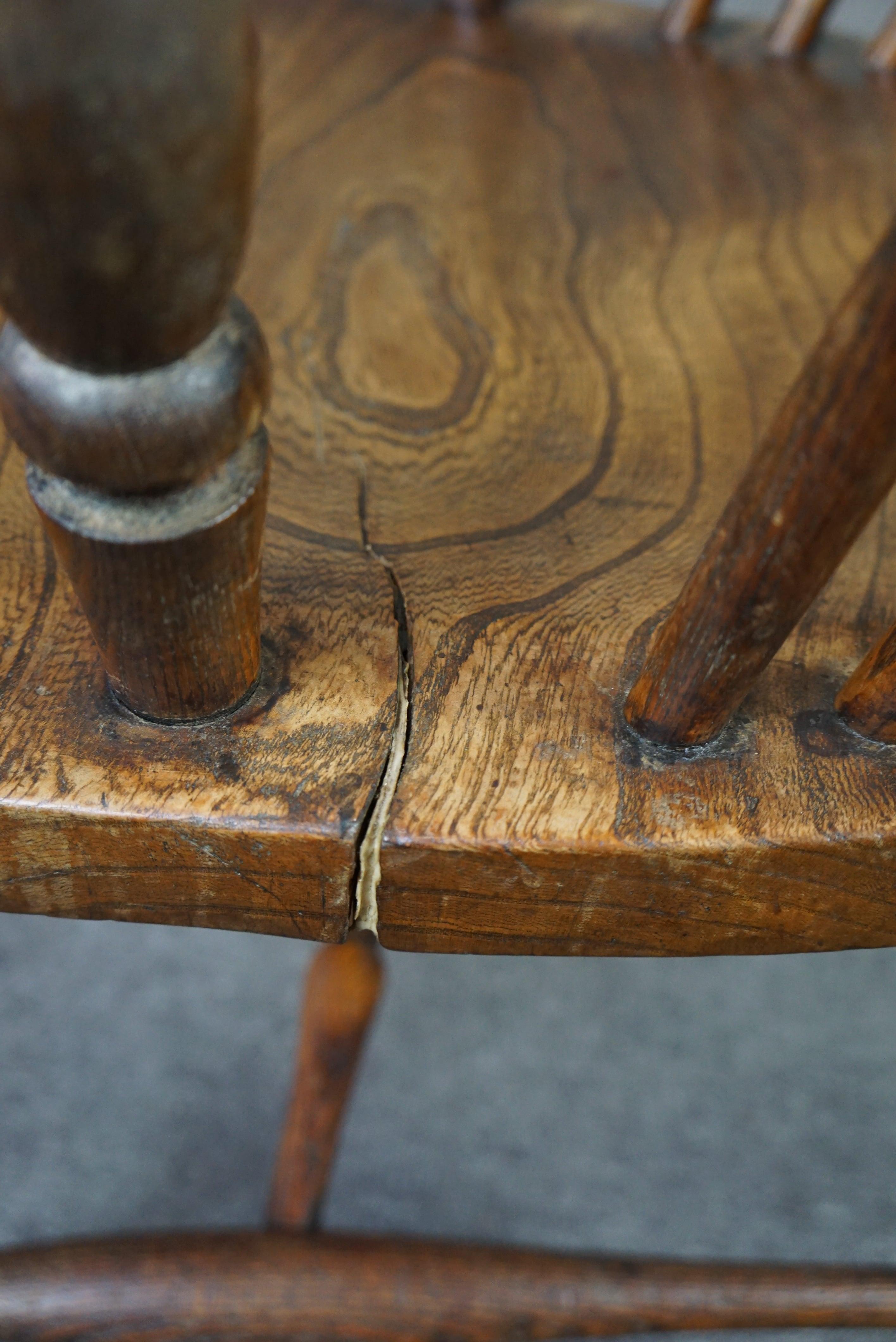 Fauteuil/chaise Windsor anglais ancien, à dossier bas, XVIIIe siècle en vente 3