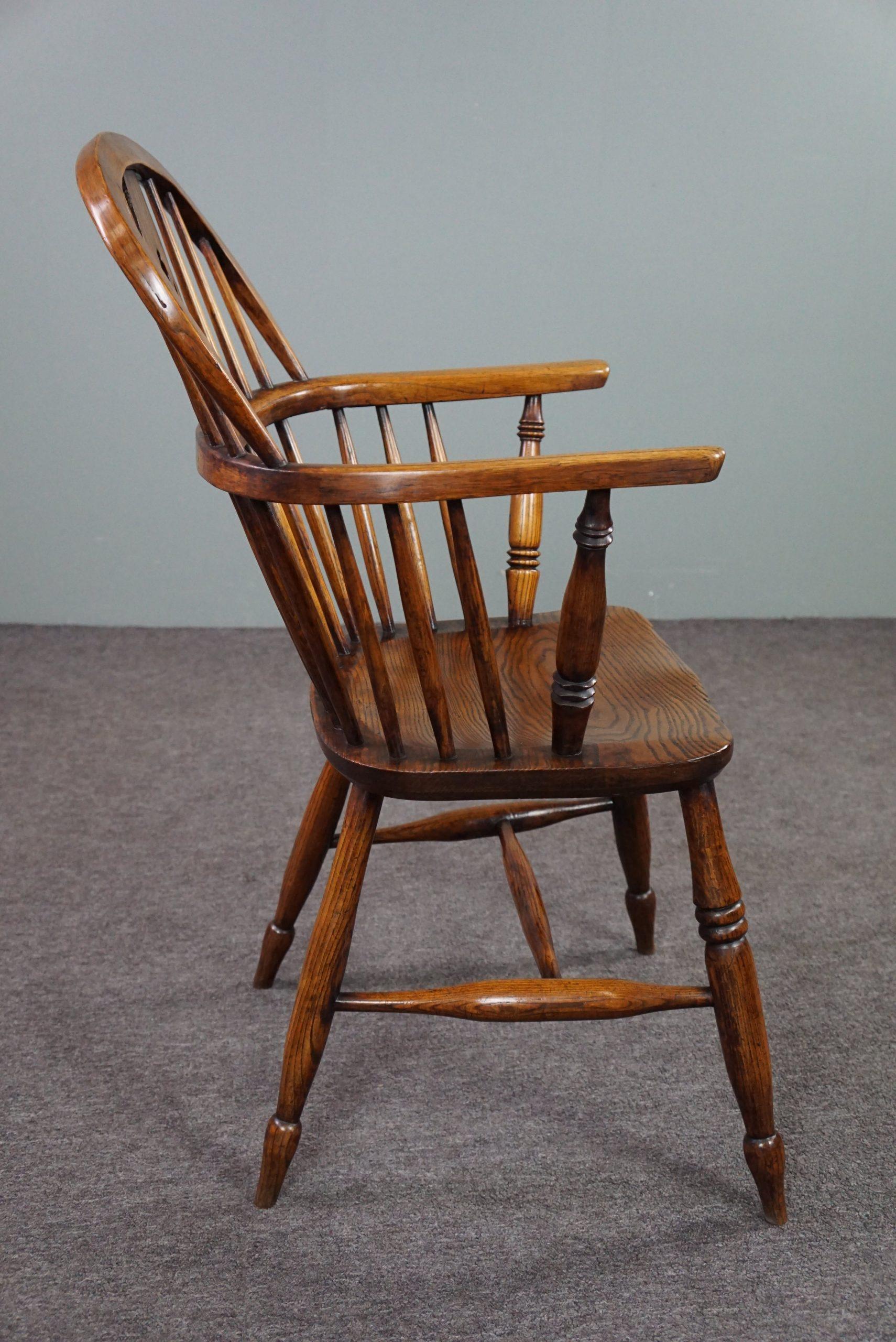 Anglais Fauteuil/chaise Windsor anglais ancien, à dossier bas, XVIIIe siècle en vente