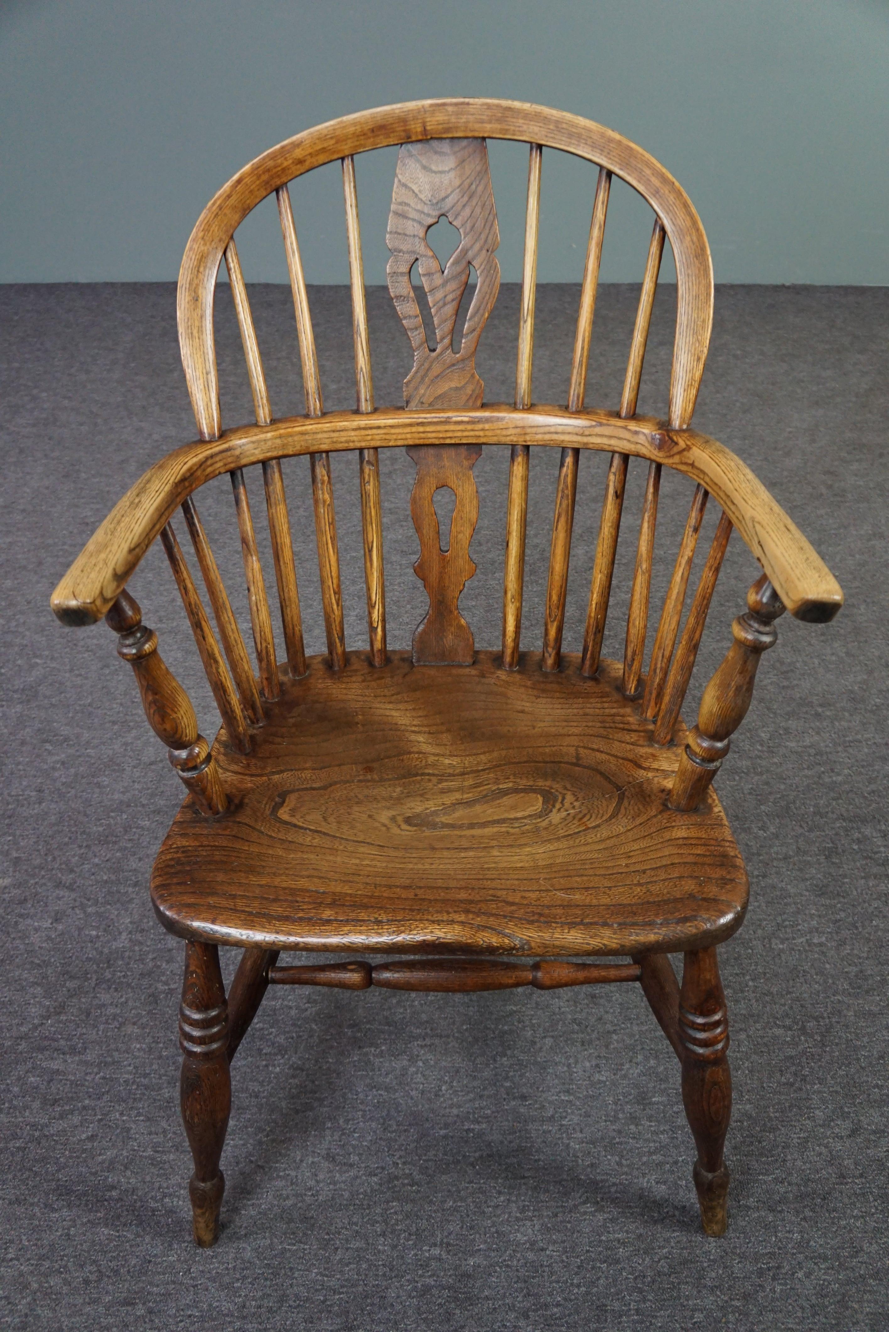 XVIIIe siècle et antérieur Fauteuil/chaise Windsor anglais ancien, à dossier bas, XVIIIe siècle en vente