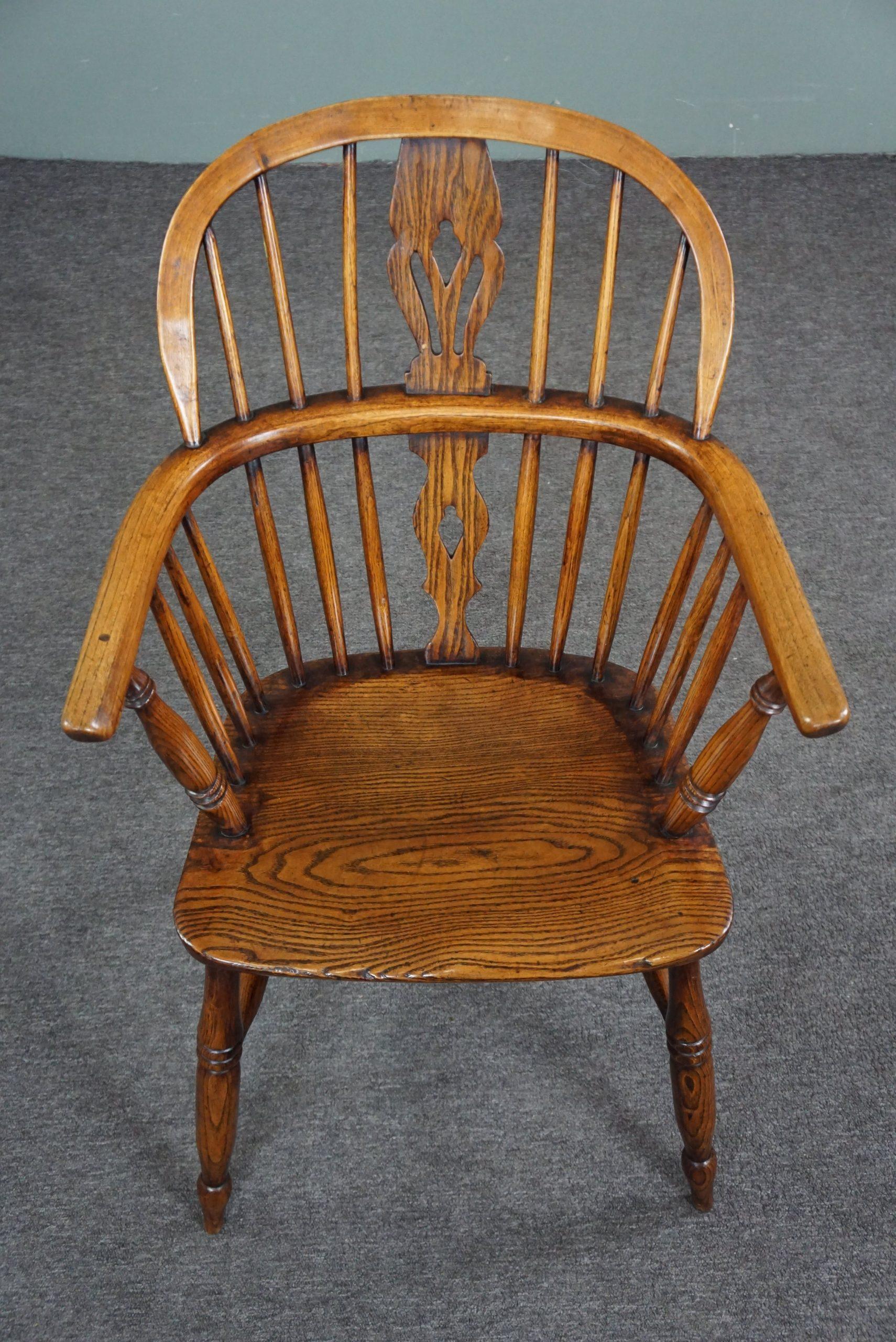 XVIIIe siècle et antérieur Fauteuil/chaise Windsor anglais ancien, à dossier bas, XVIIIe siècle en vente