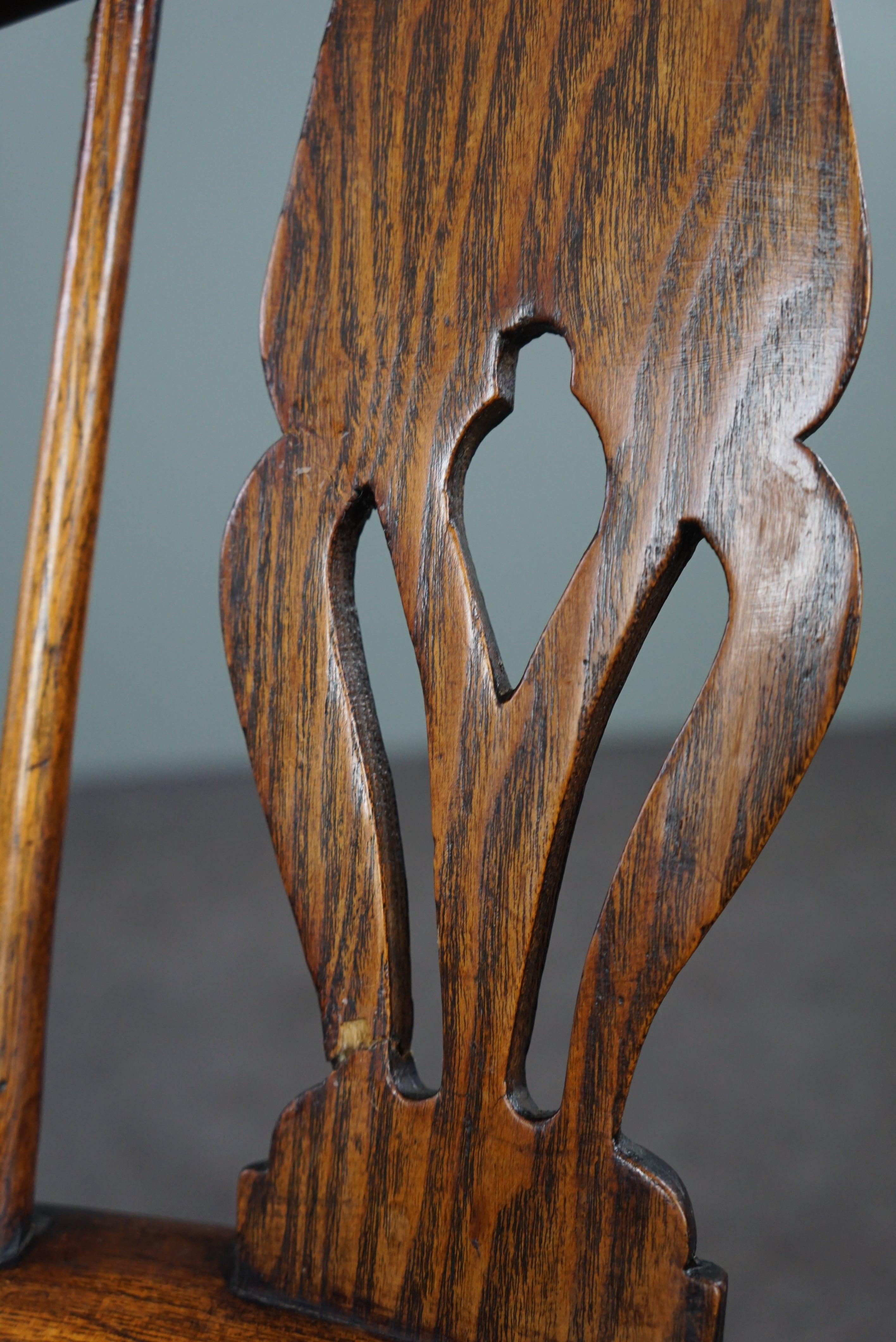 Fauteuil/chaise Windsor anglais ancien, à dossier bas, XVIIIe siècle en vente 1