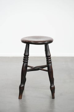 English antique Windsor stool from the 18th century with character
