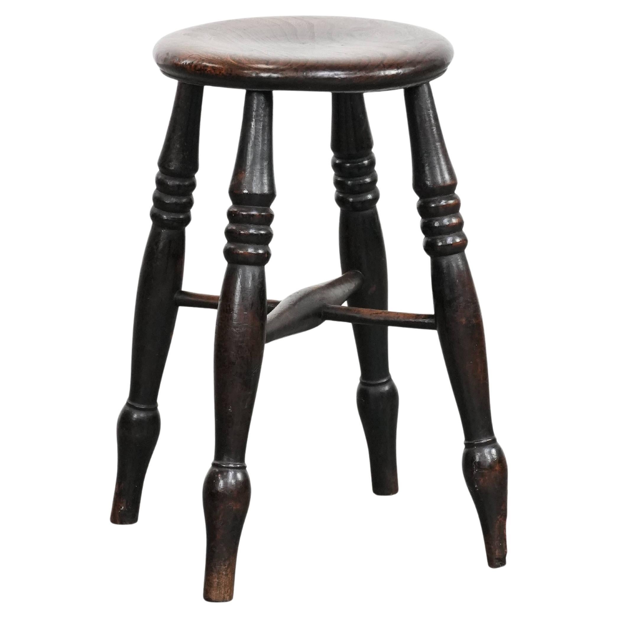 English antique Windsor stool from the 18th century with character