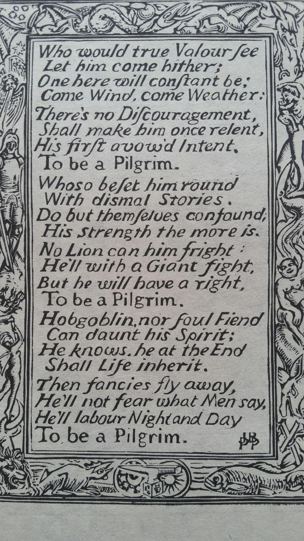 Modern English Antique Woodcut Engraving, Inscribed, of Bunyan Hymn For Sale