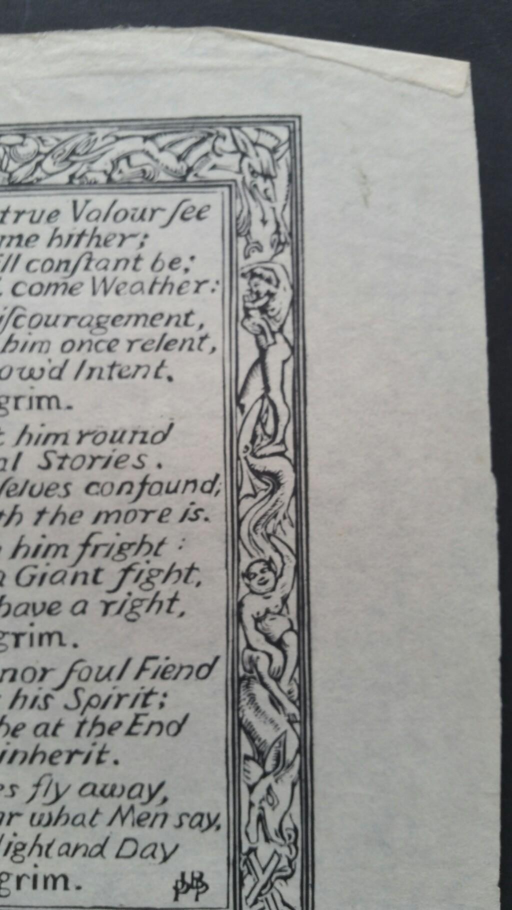 Englischer antiker englischer Holzschliff-Sticker, beschriftet, Bunyan- Hymn (20. Jahrhundert) im Angebot
