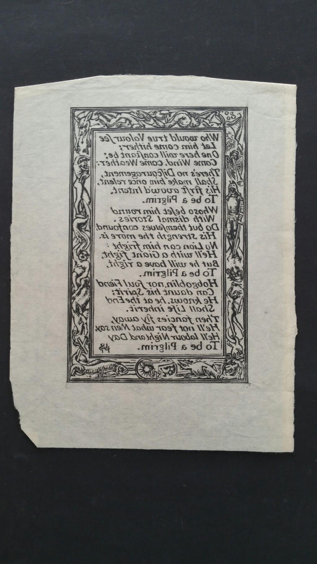 Englischer antiker englischer Holzschliff-Sticker, beschriftet, Bunyan- Hymn im Angebot 1