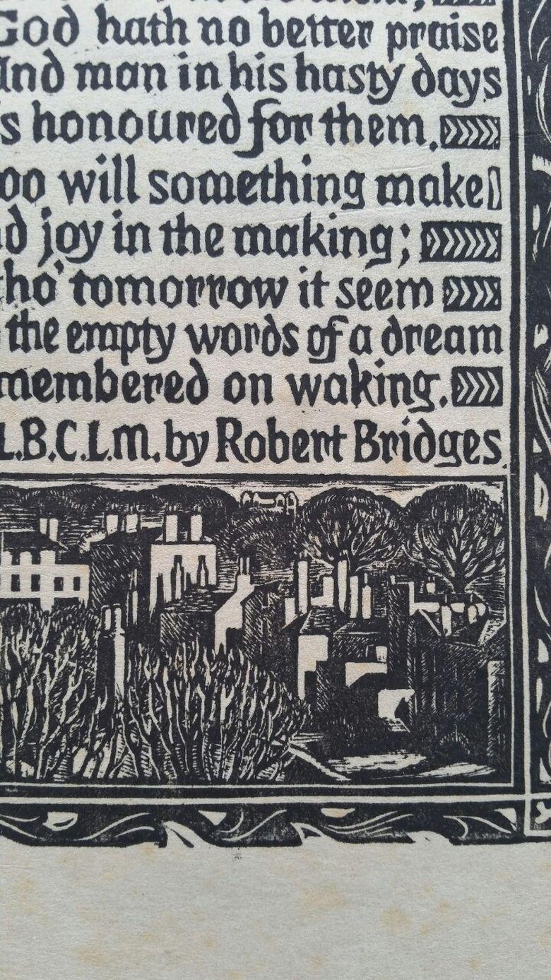 Englischer antiker englischer Holzschnitt-Stickerei, Prose von Robert Bridges (Moderne) im Angebot