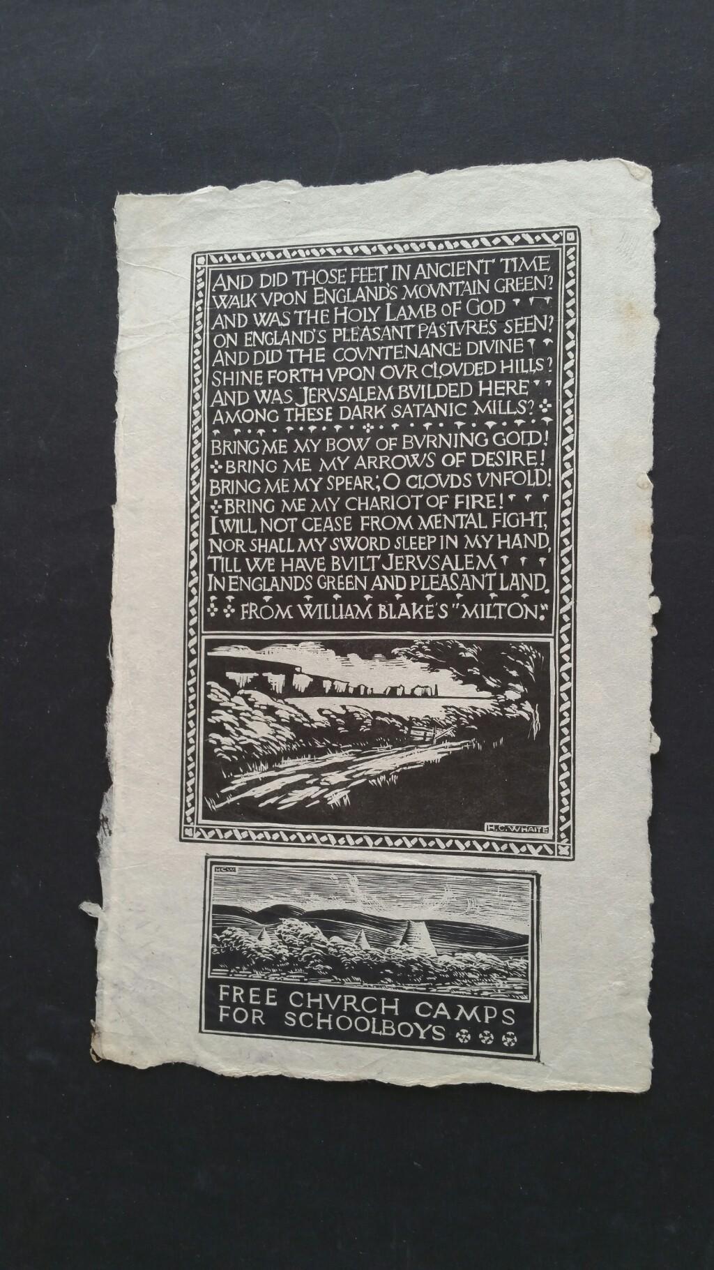 20th Century English Antique Woodcut Engraving, William Blakes's Milton For Sale
