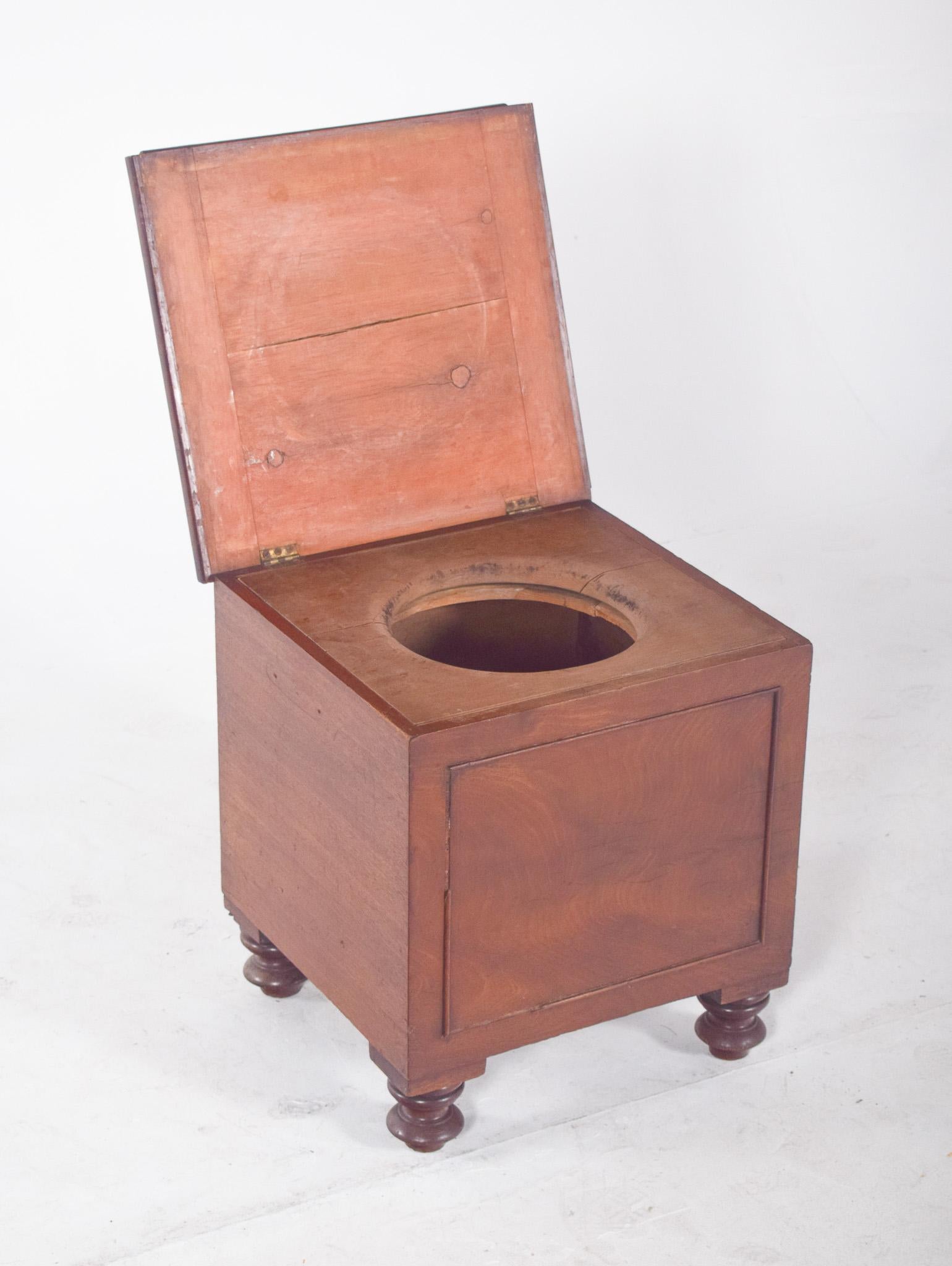 20th Century English Antique Wooden Bedside Table with Sanitary Container For Sale