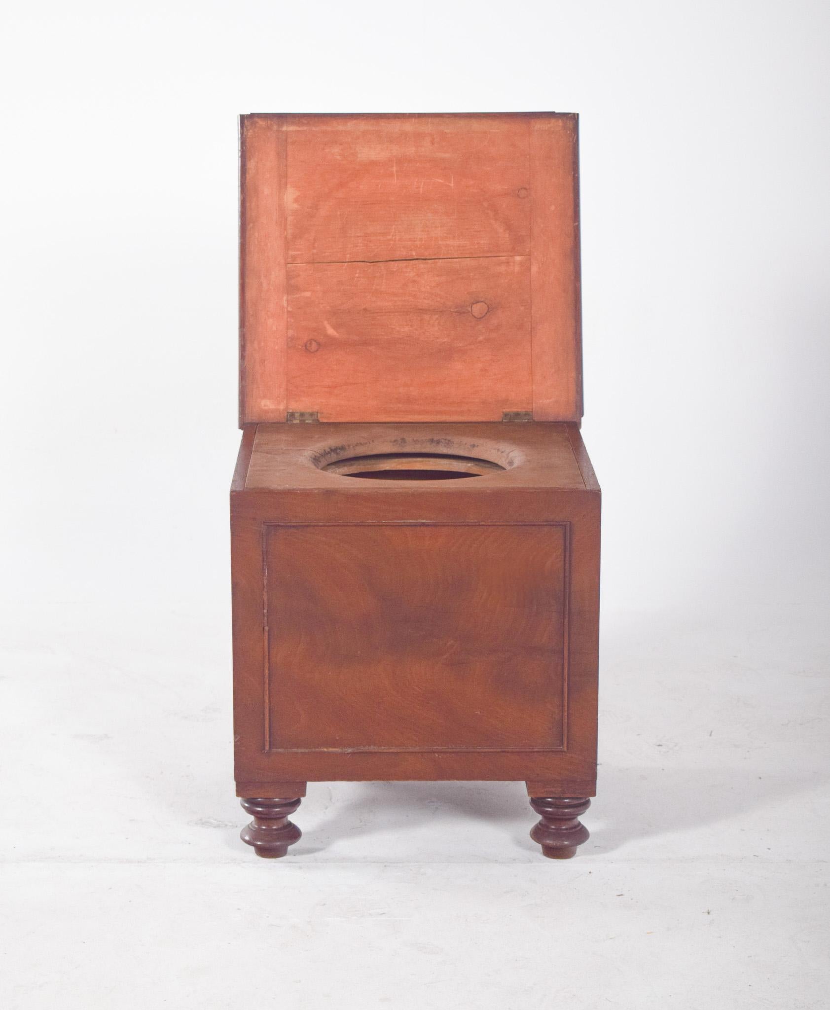 English Antique Wooden Bedside Table with Sanitary Container For Sale 1