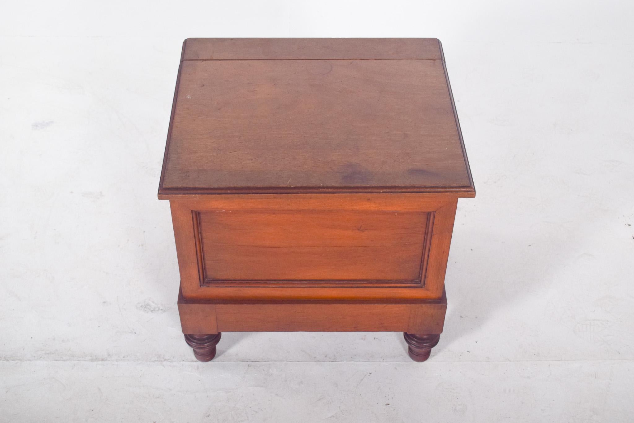 English Antique Wooden Bedside Table with Sanitary Container For Sale 1