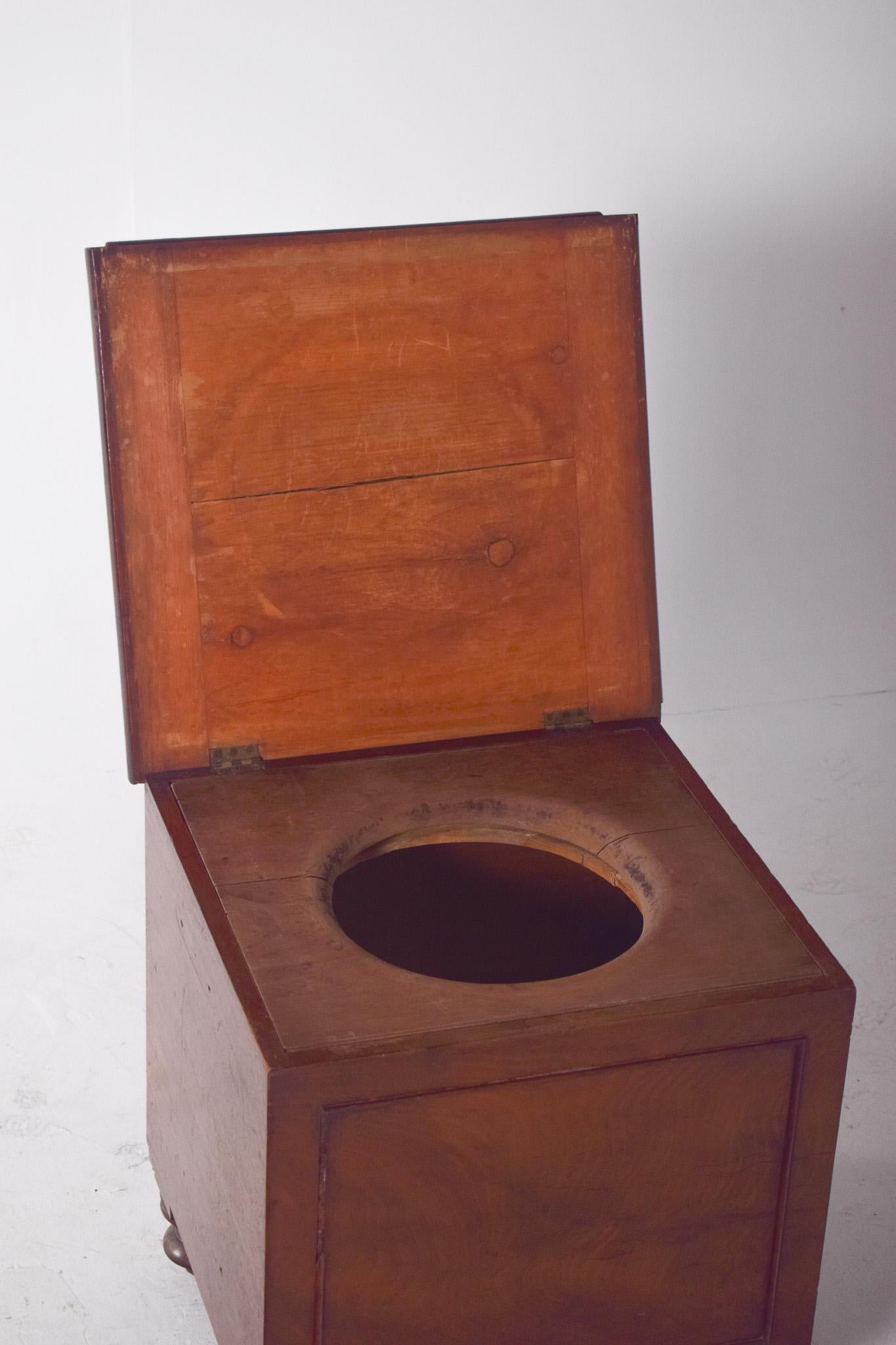English Antique Wooden Bedside Table with Sanitary Container For Sale 2
