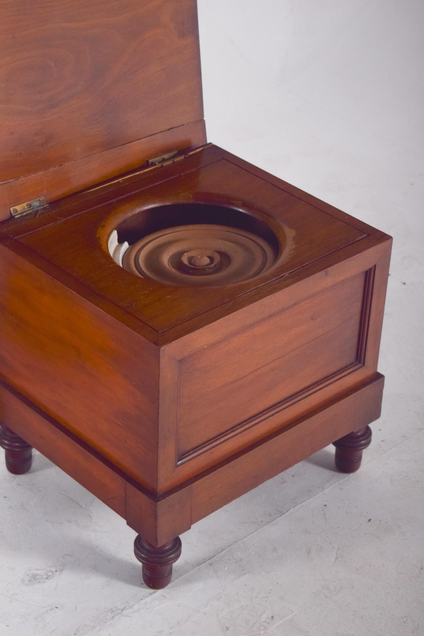 English Antique Wooden Bedside Table with Sanitary Container For Sale 2