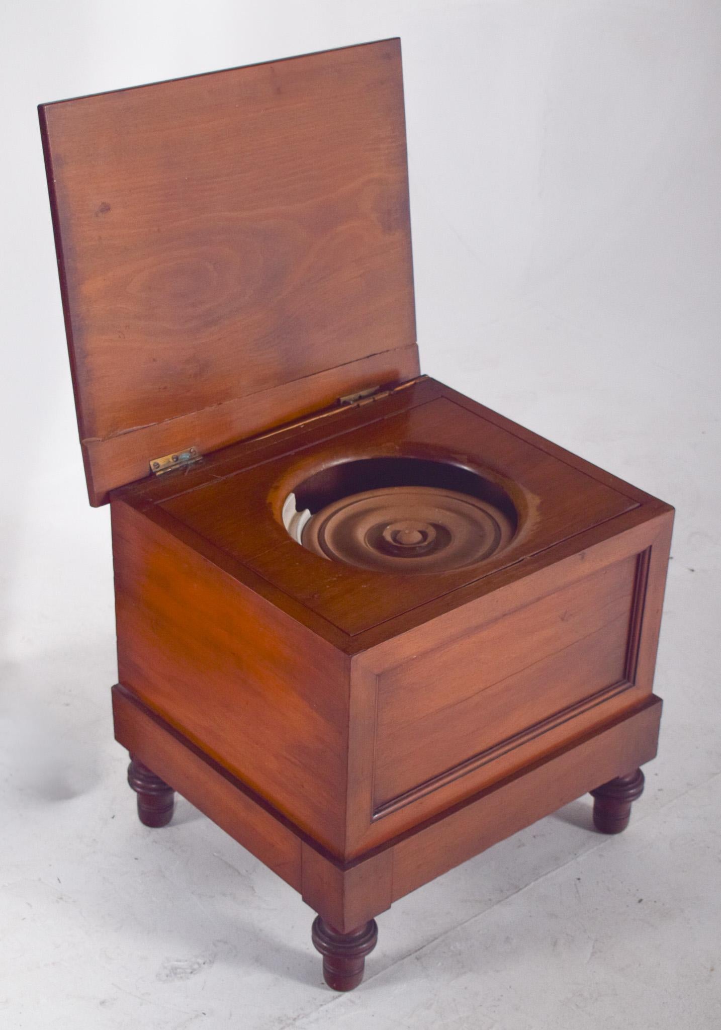 English Antique Wooden Bedside Table with Sanitary Container For Sale 4