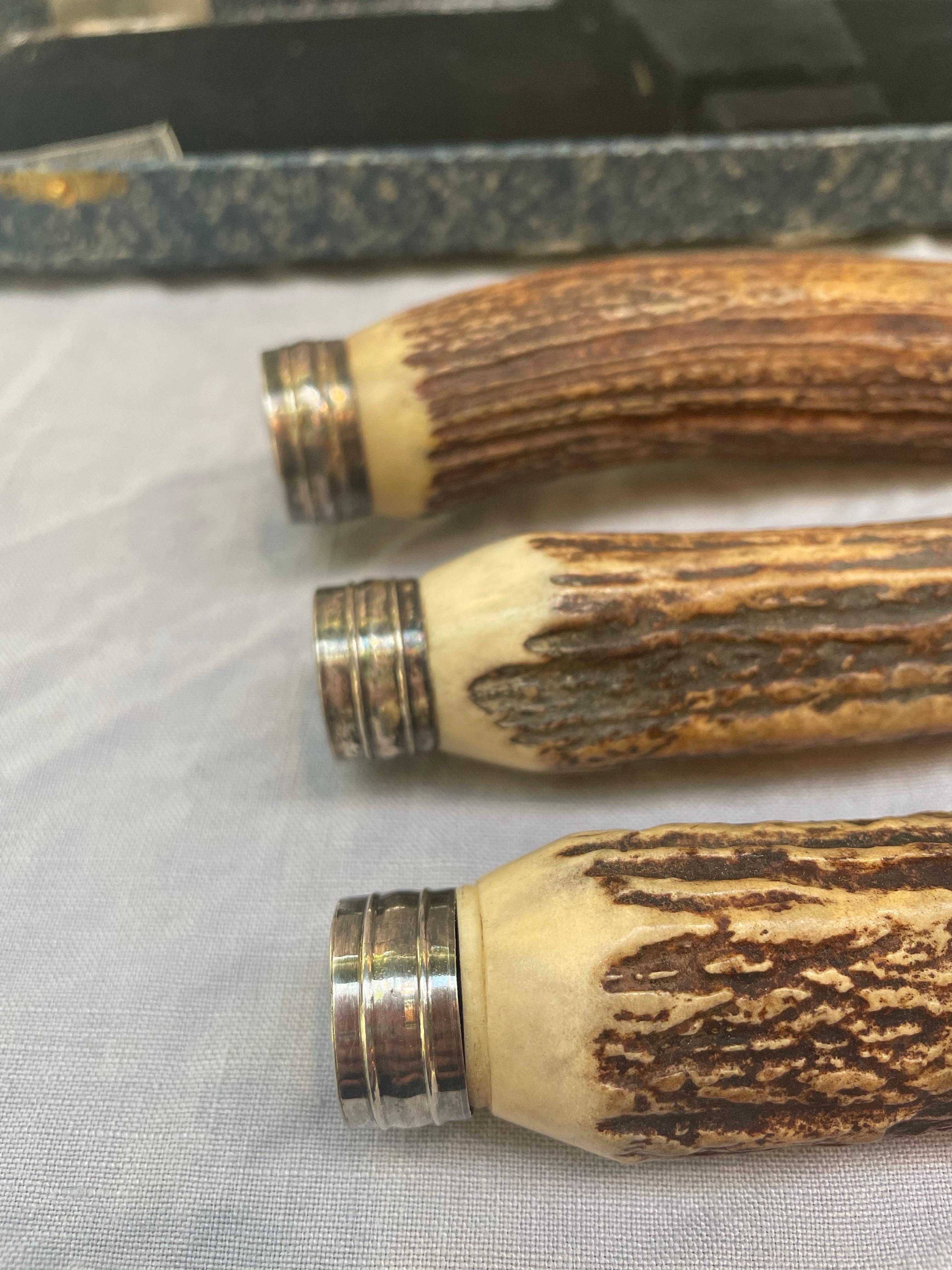 English Antler-Handled Carving Set by Premier, in Original Box — Made in England For Sale 1