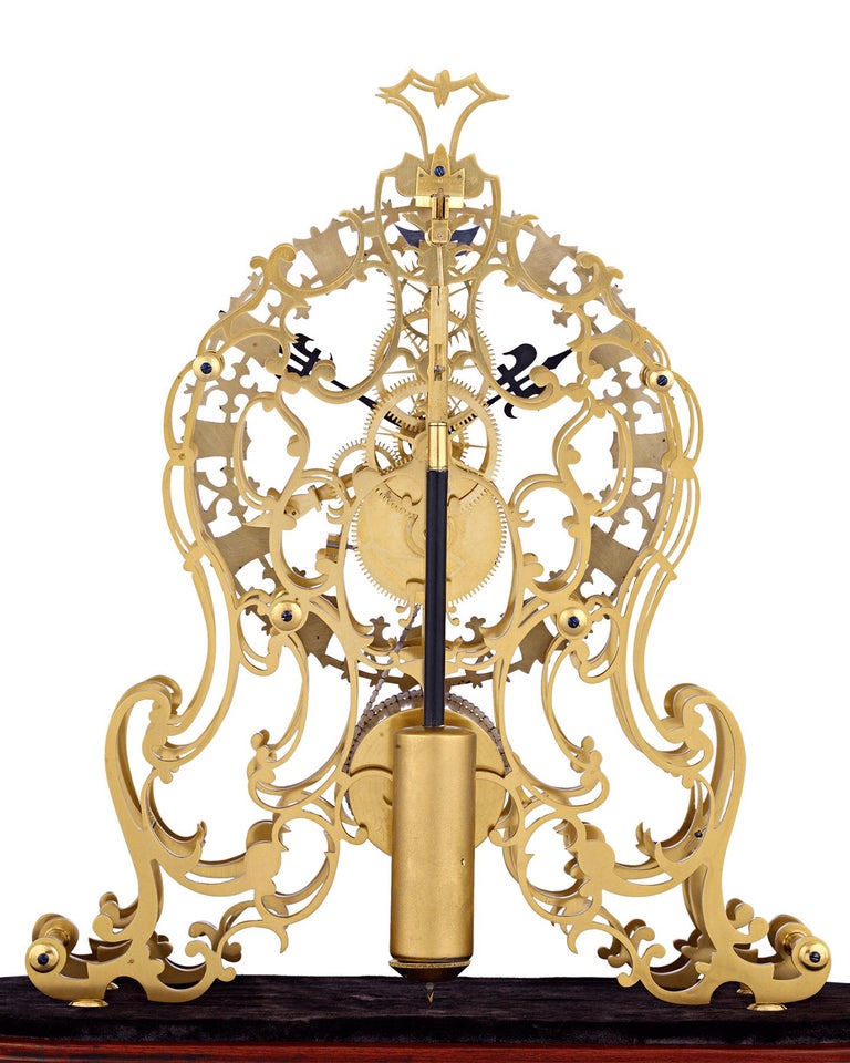 19th Century English Arabesque Skeleton Clock by Evans of Handsworth For Sale